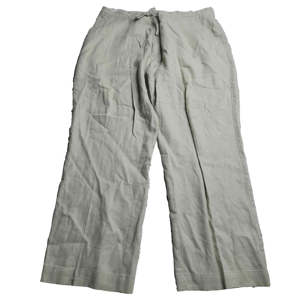 Havanera Biege‎ Linen Blend Drawstring Pants Women's XL Beach Coastal